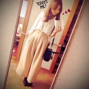 Japanese brand Titty&Co belt wide leg pants Maillard style